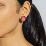 Georgie Stud Earrings 24k Gold Plated, Glass Stone, Acrylic Stone