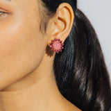 Georgie Stud Earrings 24k Gold Plated, Glass Stone, Acrylic Stone