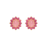 Georgie Stud Earrings 24k Gold Plated, Glass Stone, Acrylic Stone