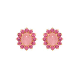 Georgie Stud Earrings 24k Gold Plated, Glass Stone, Acrylic Stone