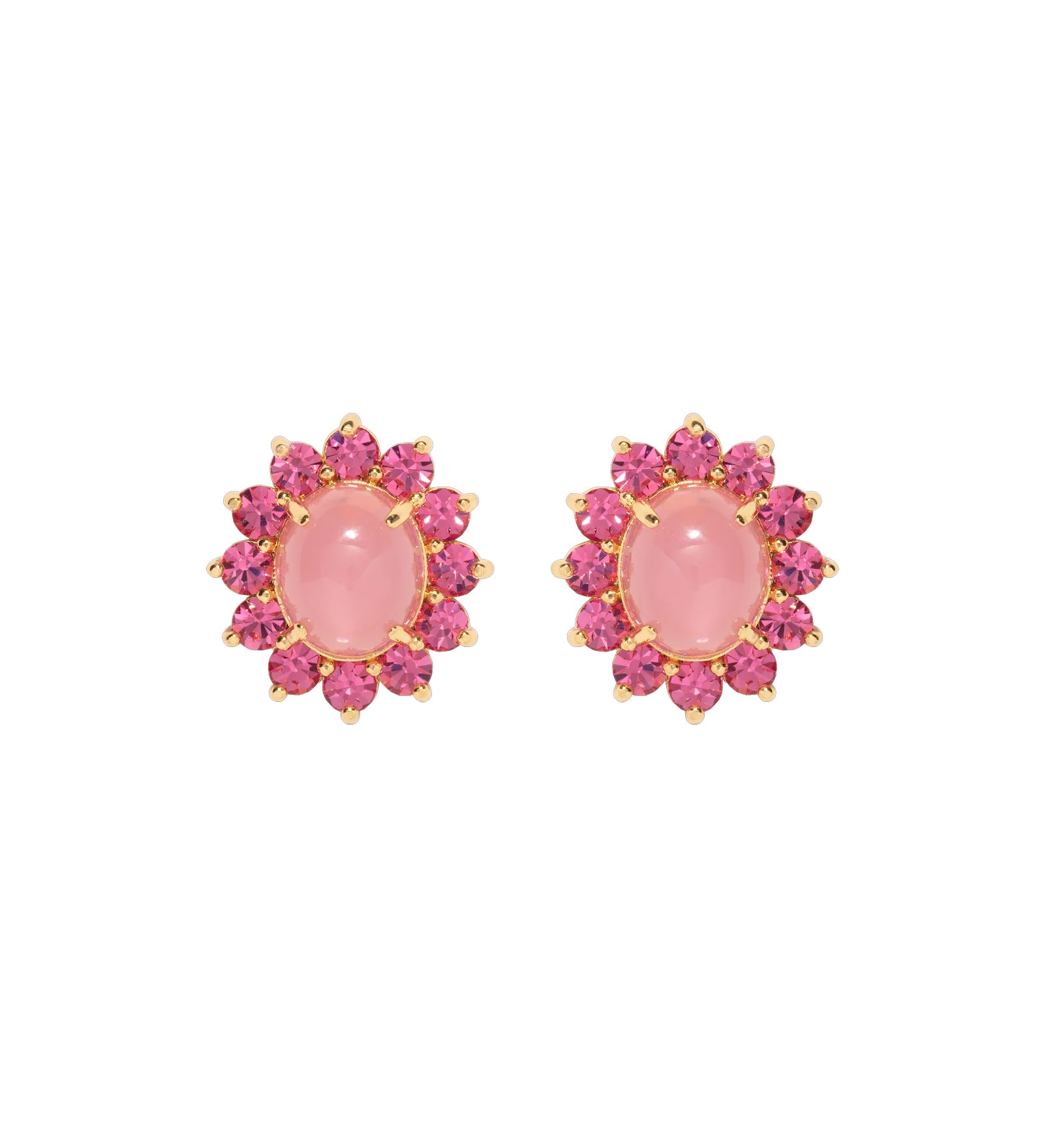 Georgie Stud Earrings 24k Gold Plated, Glass Stone, Acrylic Stone