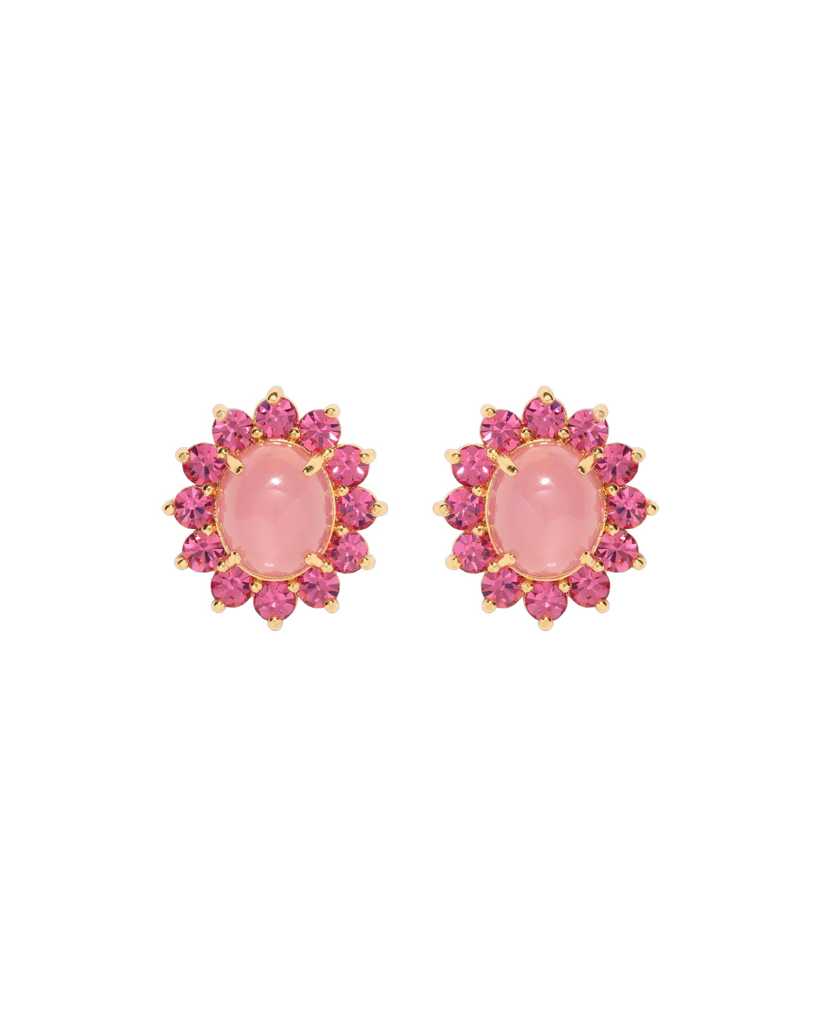 Georgie Stud Earrings 24k Gold Plated, Glass Stone, Acrylic Stone