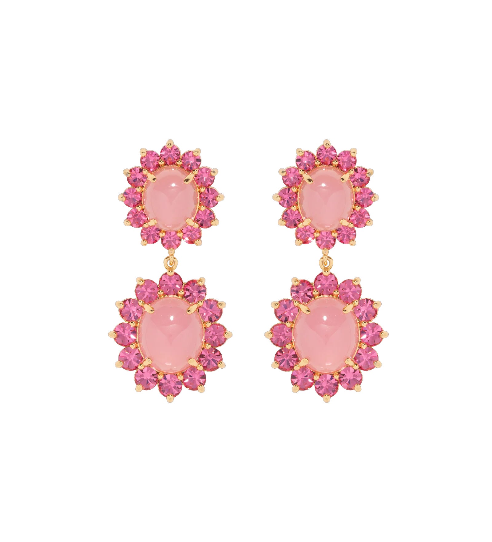 Georgie Drop Earrings 24k Gold Plated, Glass Stone, Acrylic Stone