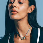 Marisol Necklace 18k Gold Plated, Cord, Glass Stone