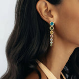 Layla Drop Earrings 18k Gold Plated, Cubic Zirconia