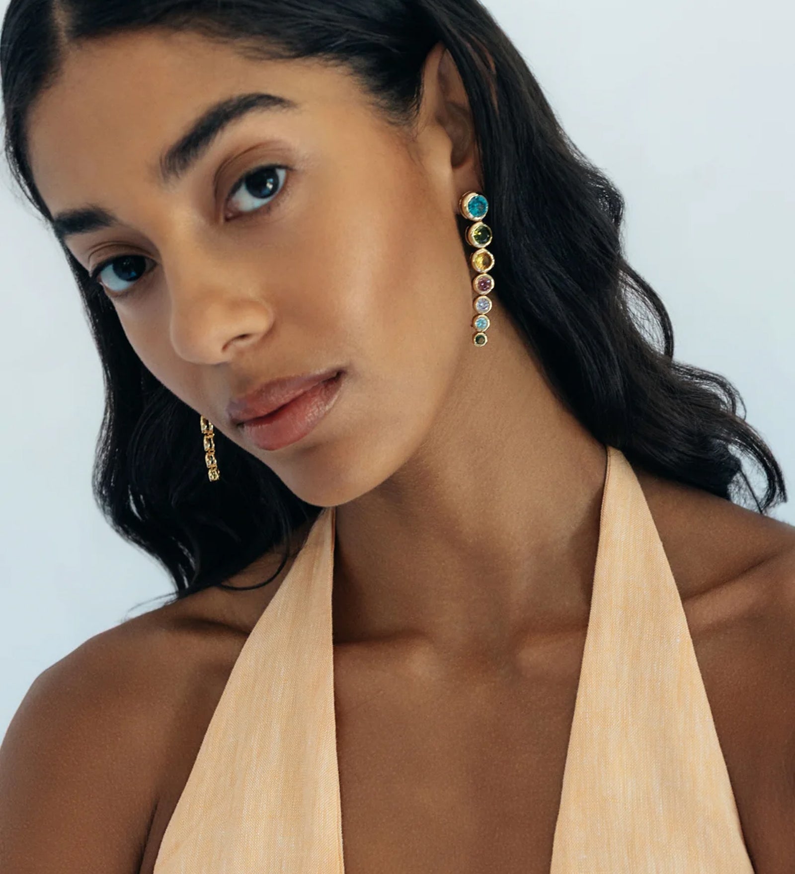 Layla Drop Earrings 18k Gold Plated, Cubic Zirconia