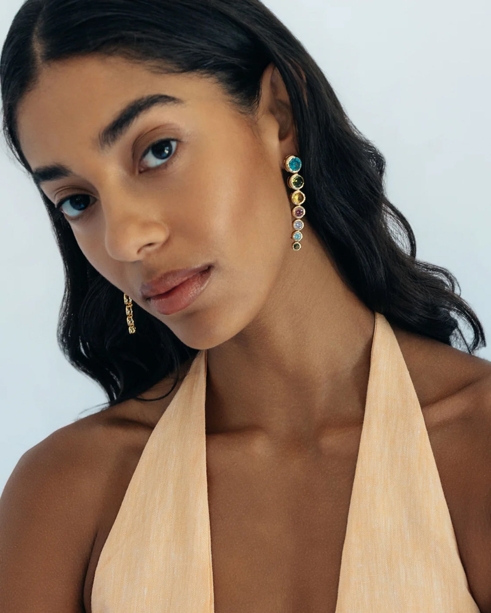 Layla Drop Earrings 18k Gold Plated, Cubic Zirconia