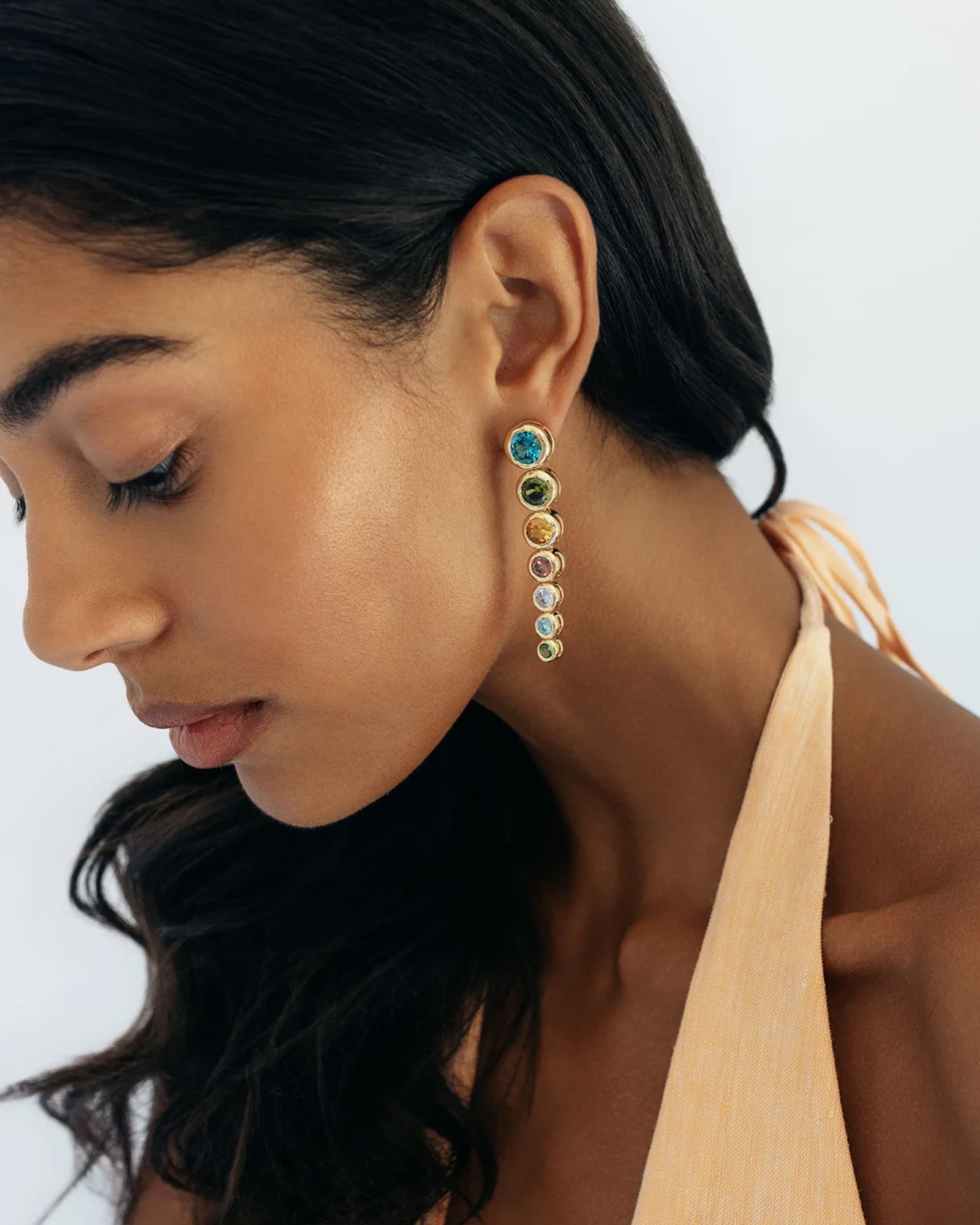 Layla Drop Earrings 18k Gold Plated, Cubic Zirconia