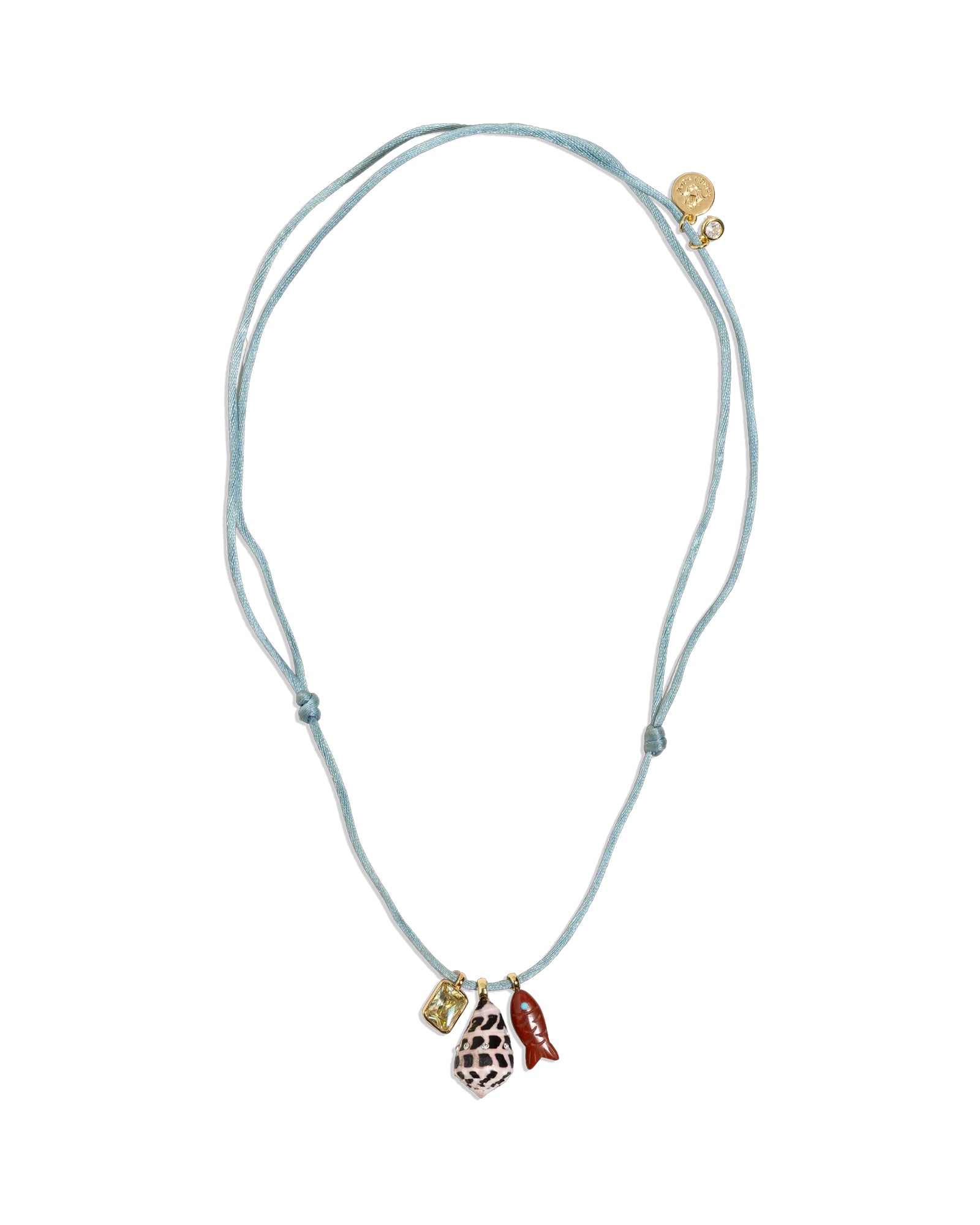 Samira Necklace Satin Cord, Shell , Stone
