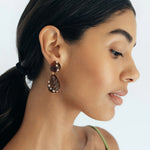 Raeni Drop Earrings 18k Gold Plated Brass, Glass Stones, Resin