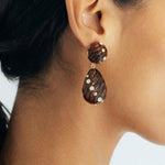 Raeni Drop Earrings 18k Gold Plated Brass, Glass Stones, Resin