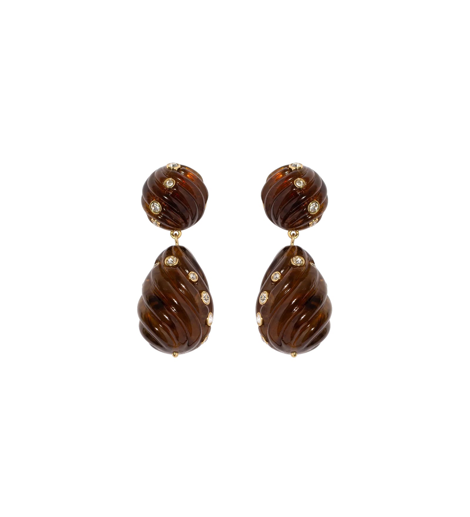 Raeni Drop Earrings 18k Gold Plated Brass, Glass Stones, Resin