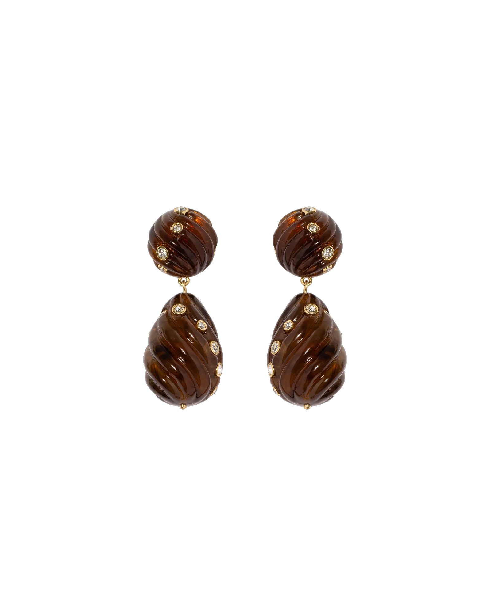 Raeni Drop Earrings 18k Gold Plated Brass, Glass Stones, Resin
