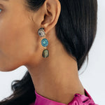 Zaria Drop Earrings 18k Gold Plated, Shell, Gemstones