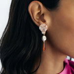 Zaria Drop Earrings 18k Gold Plated, Shell, Gemstones