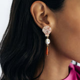 Zaria Drop Earrings 18k Gold Plated, Shell, Gemstones