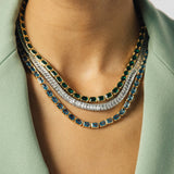 Alice Tennis Slider Necklace Sterling Silver Plated, Cubic Zirconia