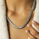 Alice Tennis Slider Necklace Sterling Silver Plated, Cubic Zirconia