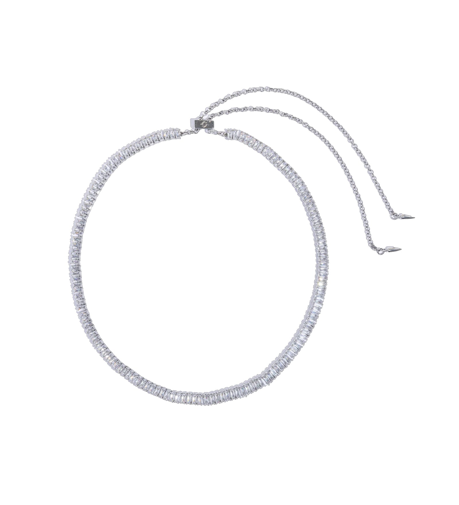 Alice Tennis Slider Necklace Sterling Silver Plated, Cubic Zirconia