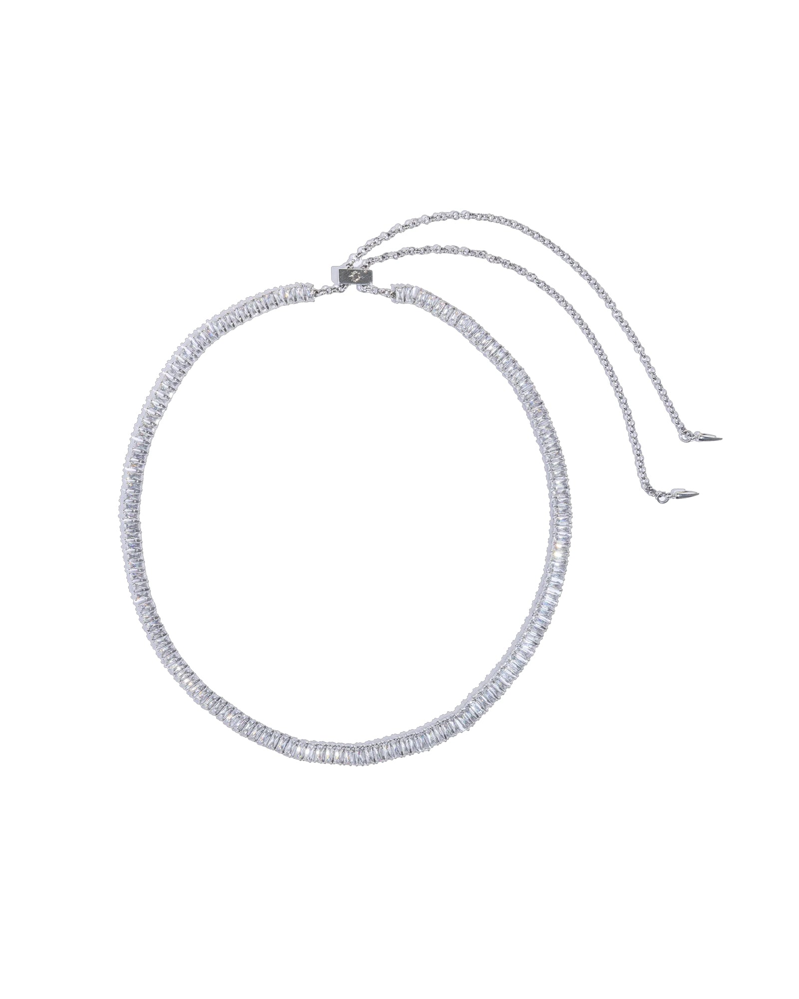 Alice Tennis Slider Necklace Sterling Silver Plated, Cubic Zirconia