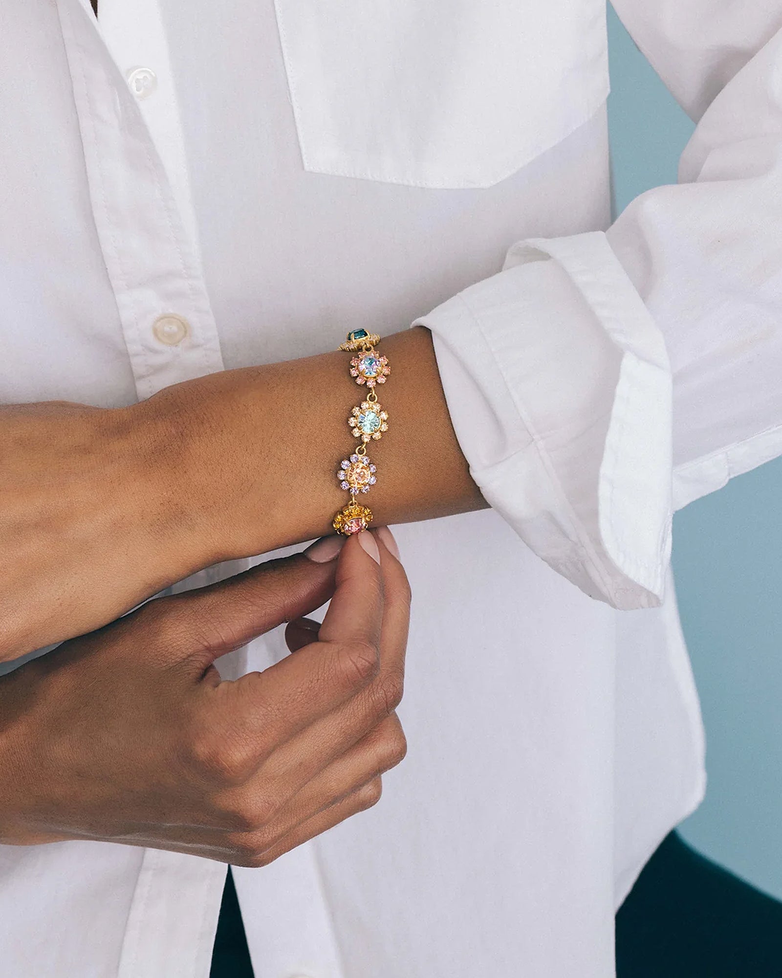 Alora Bracelet 18k Gold Plated, Glass Stones