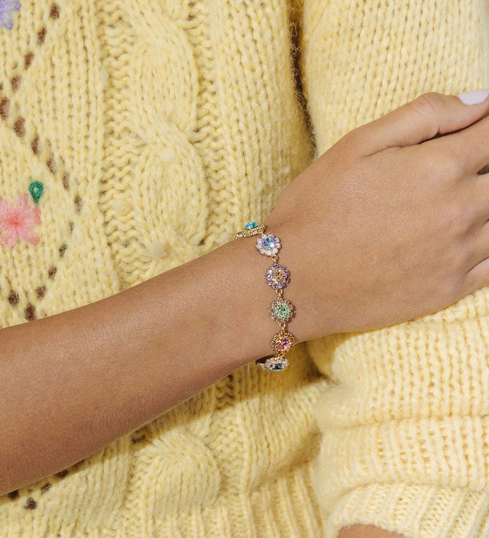 Alora Bracelet 18k Gold Plated, Glass Stones