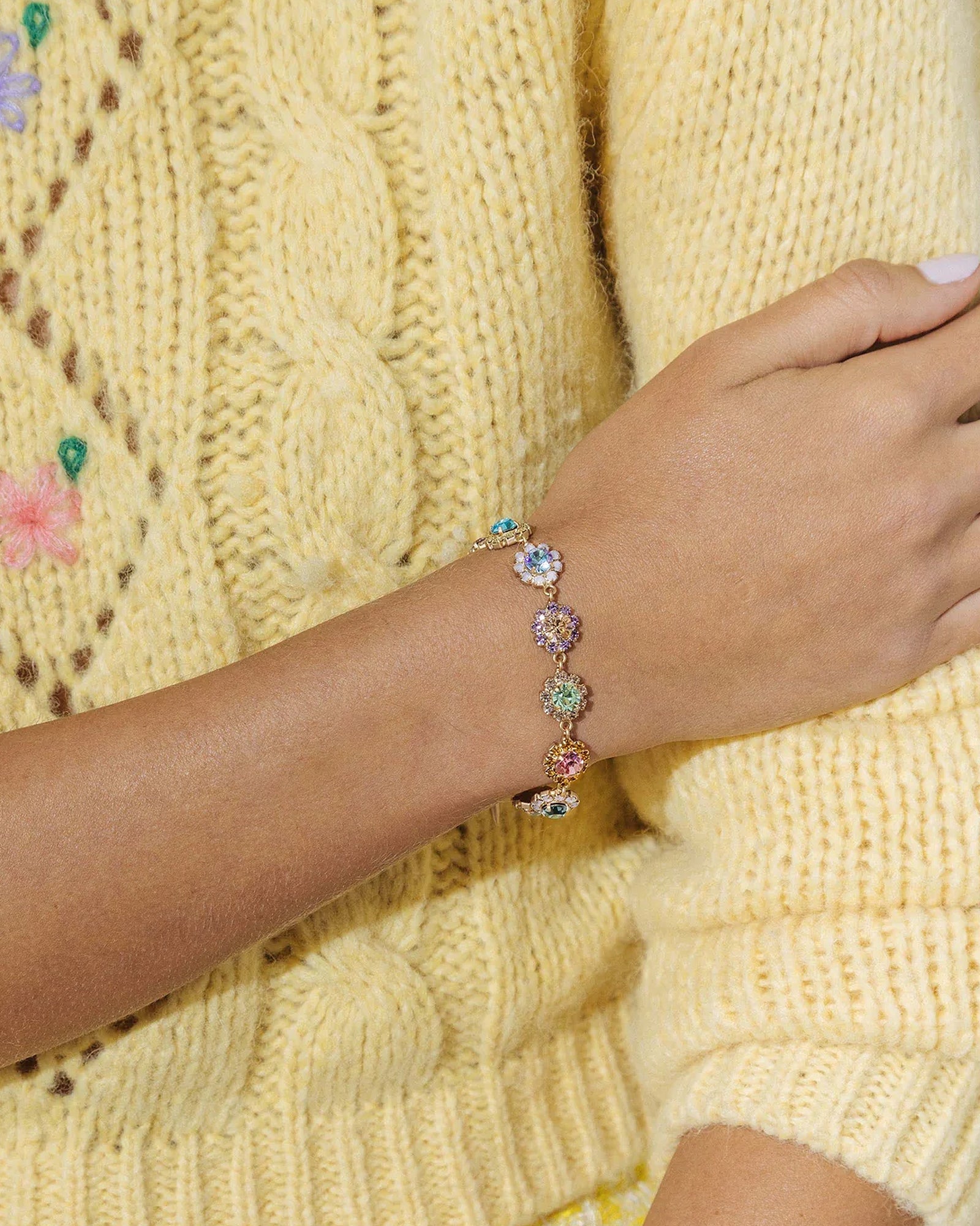 Alora Bracelet 18k Gold Plated, Glass Stones