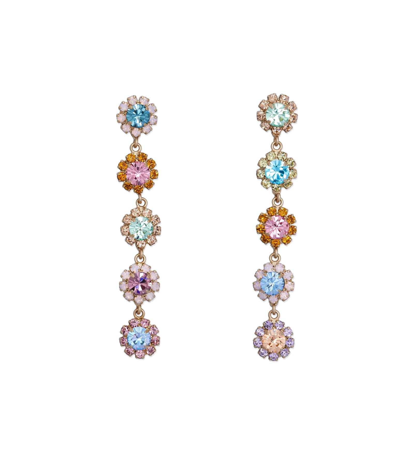 Alora Drop Earrings 18k Gold Plated, Glass Stones