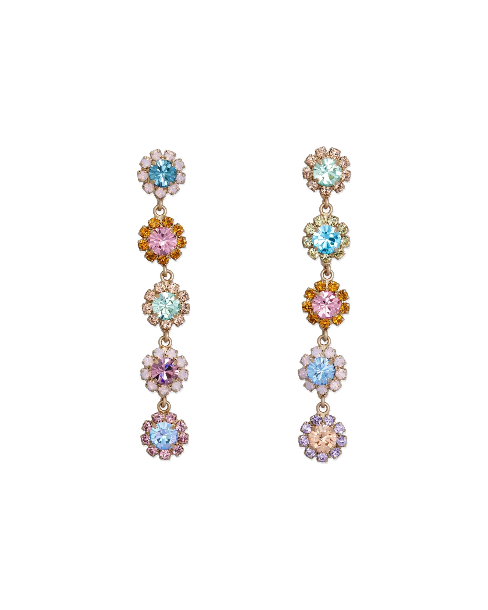 Alora Drop Earrings 18k Gold Plated, Glass Stones