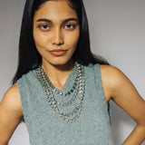 Arista Slider Necklace 18k Gold Plated, Glass Stones