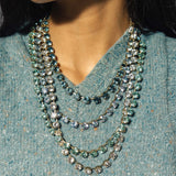 Arista Slider Necklace 18k Gold Plated, Glass Stones