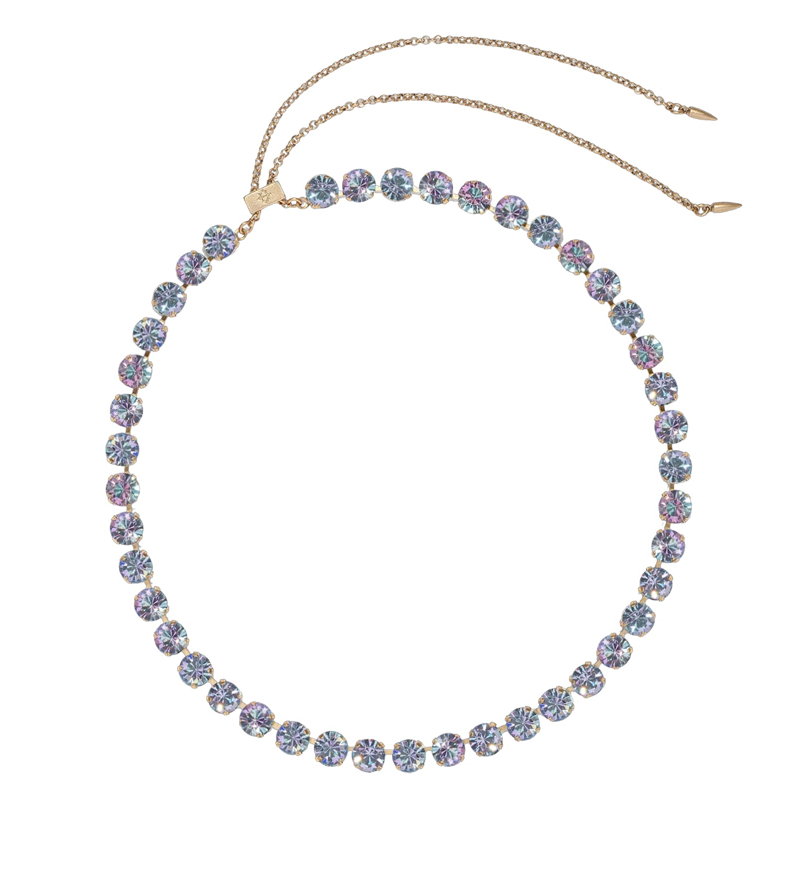 Arista Slider Necklace 18k Gold Plated, Glass Stones