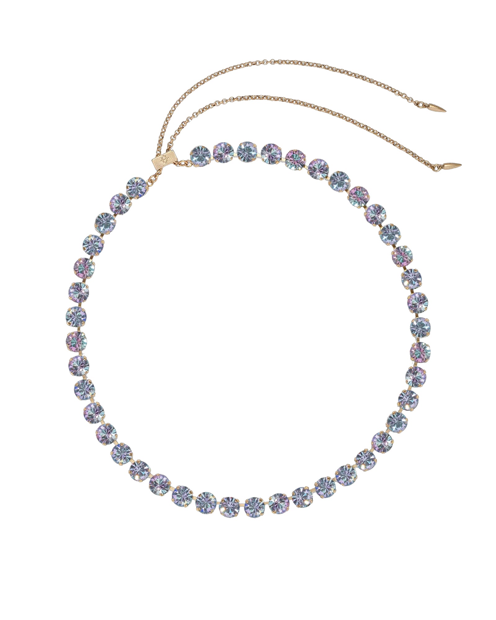 Arista Slider Necklace 18k Gold Plated, Glass Stones
