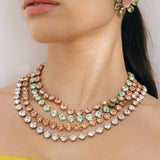 Arista Slider Necklace 18k Gold Plated, Glass Stones