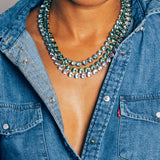 Arista Slider Necklace 18k Gold Plated, Glass Stones