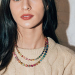 Arista Slider Necklace 18k Gold Plated, Glass Stones