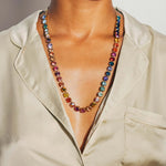 Arista Slider Necklace 18k Gold Plated, Glass Stones