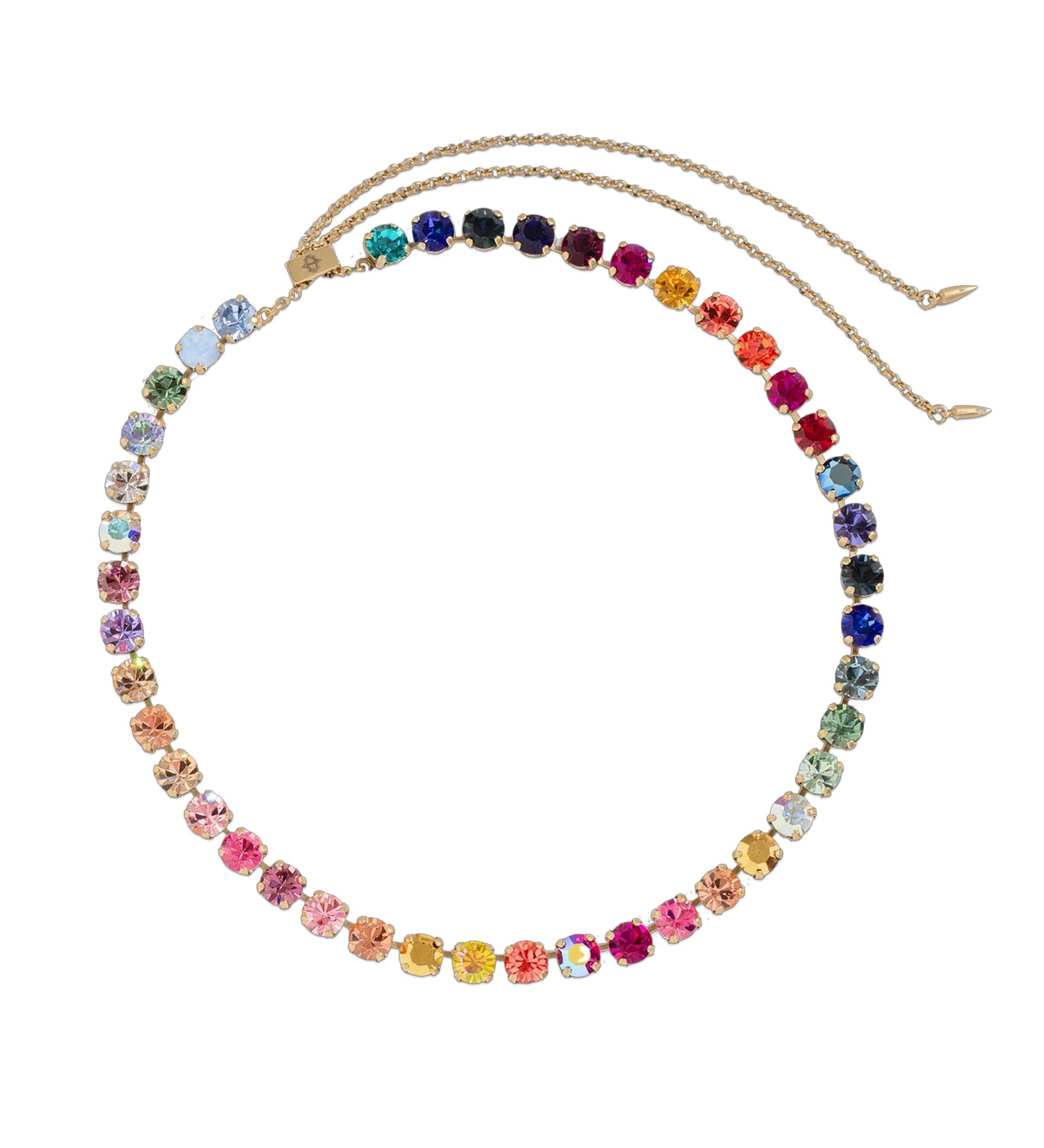 Arista Slider Necklace 18k Gold Plated, Glass Stones