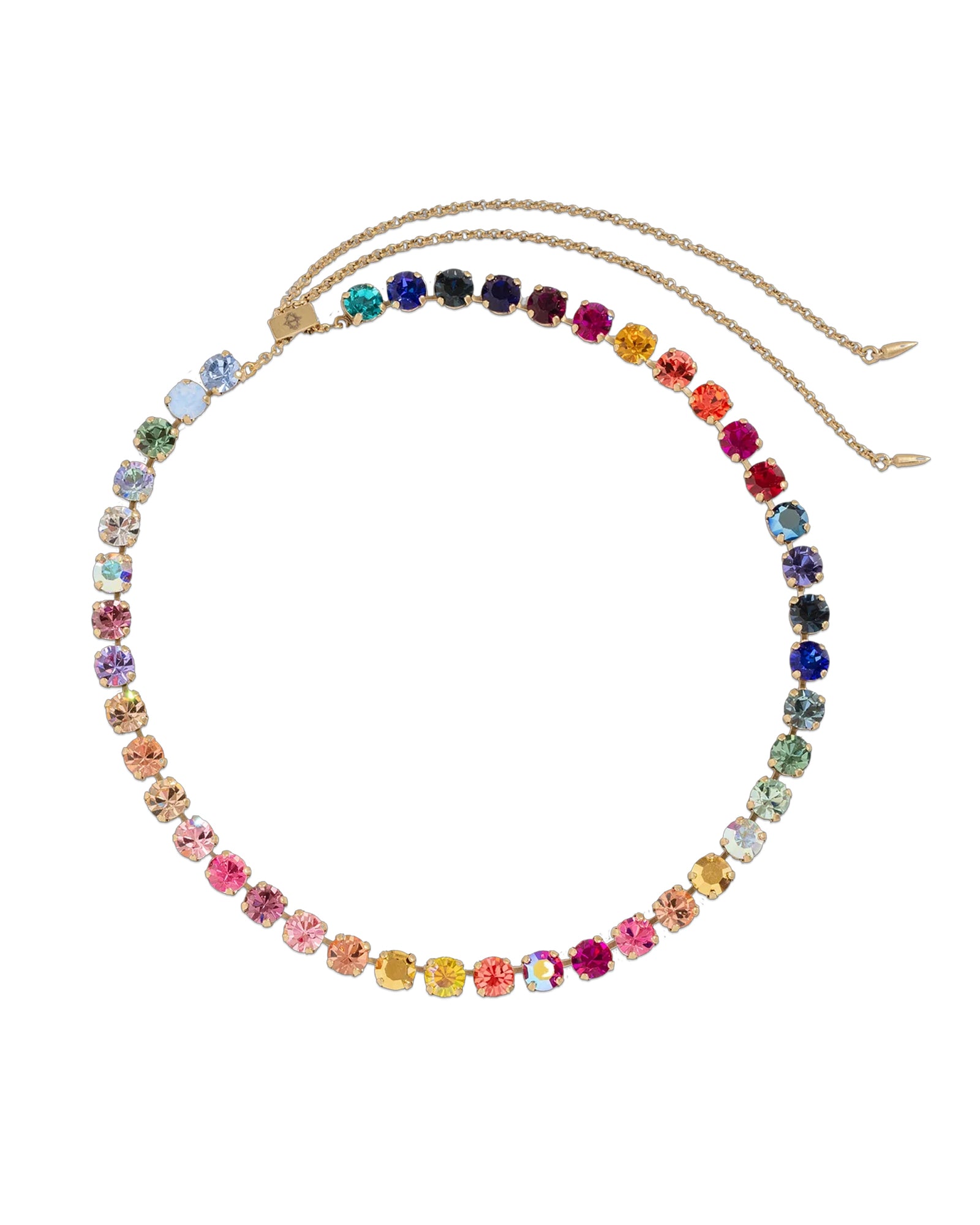 Arista Slider Necklace 18k Gold Plated, Glass Stones