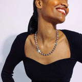 Arista Slider Necklace 18k Gold Plated, Glass Stones