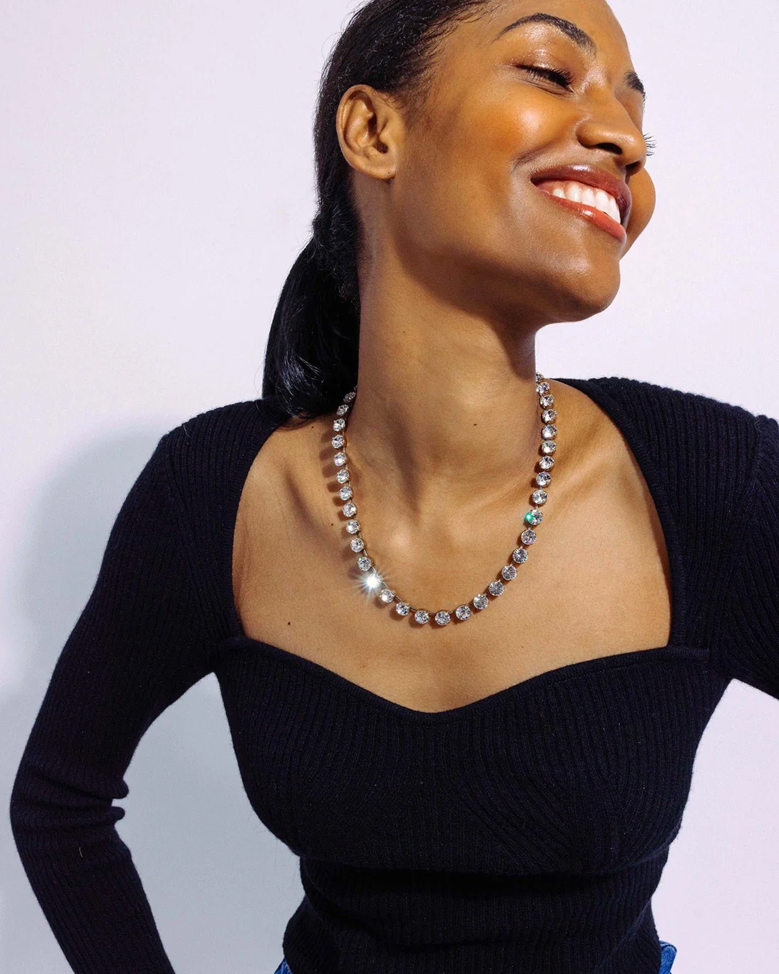 Arista Slider Necklace 18k Gold Plated, Glass Stones