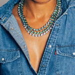 Arista Slider Necklace 18k Gold Plated, Glass Stones