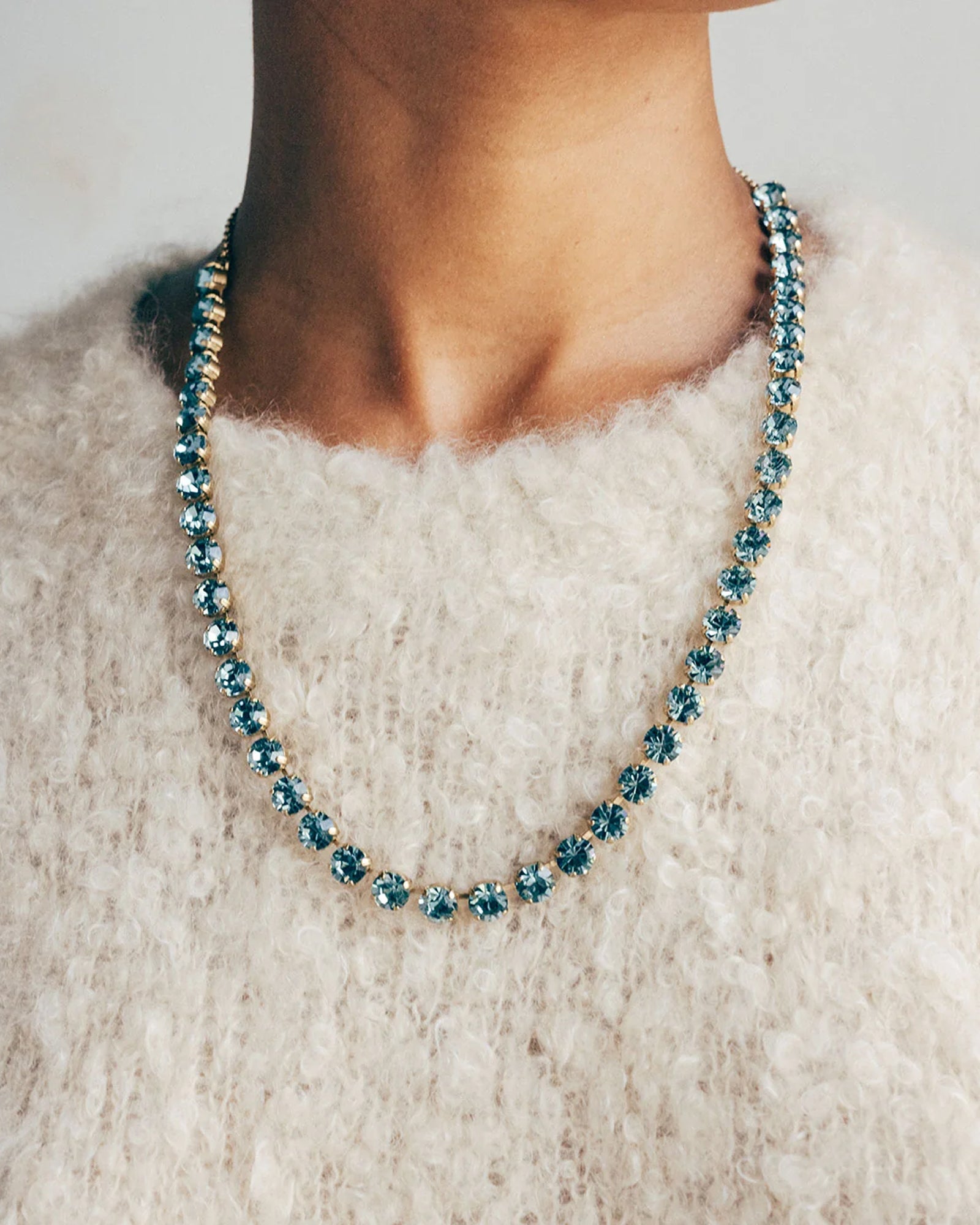Arista Slider Necklace 18k Gold Plated, Glass Stones