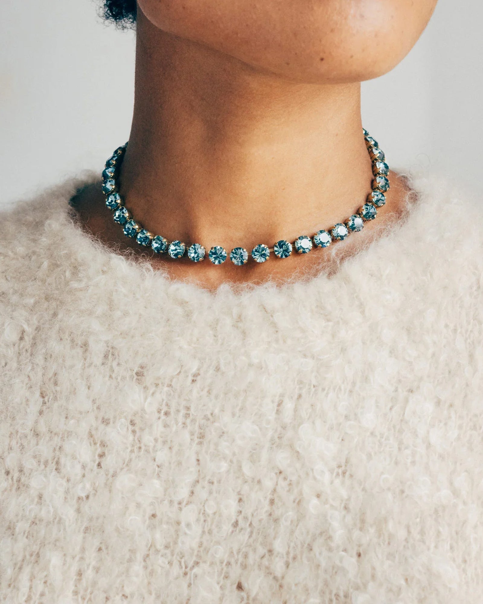 Arista Slider Necklace 18k Gold Plated, Glass Stones