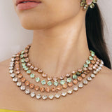 Arista Slider Necklace 18k Gold Plated, Glass Stones