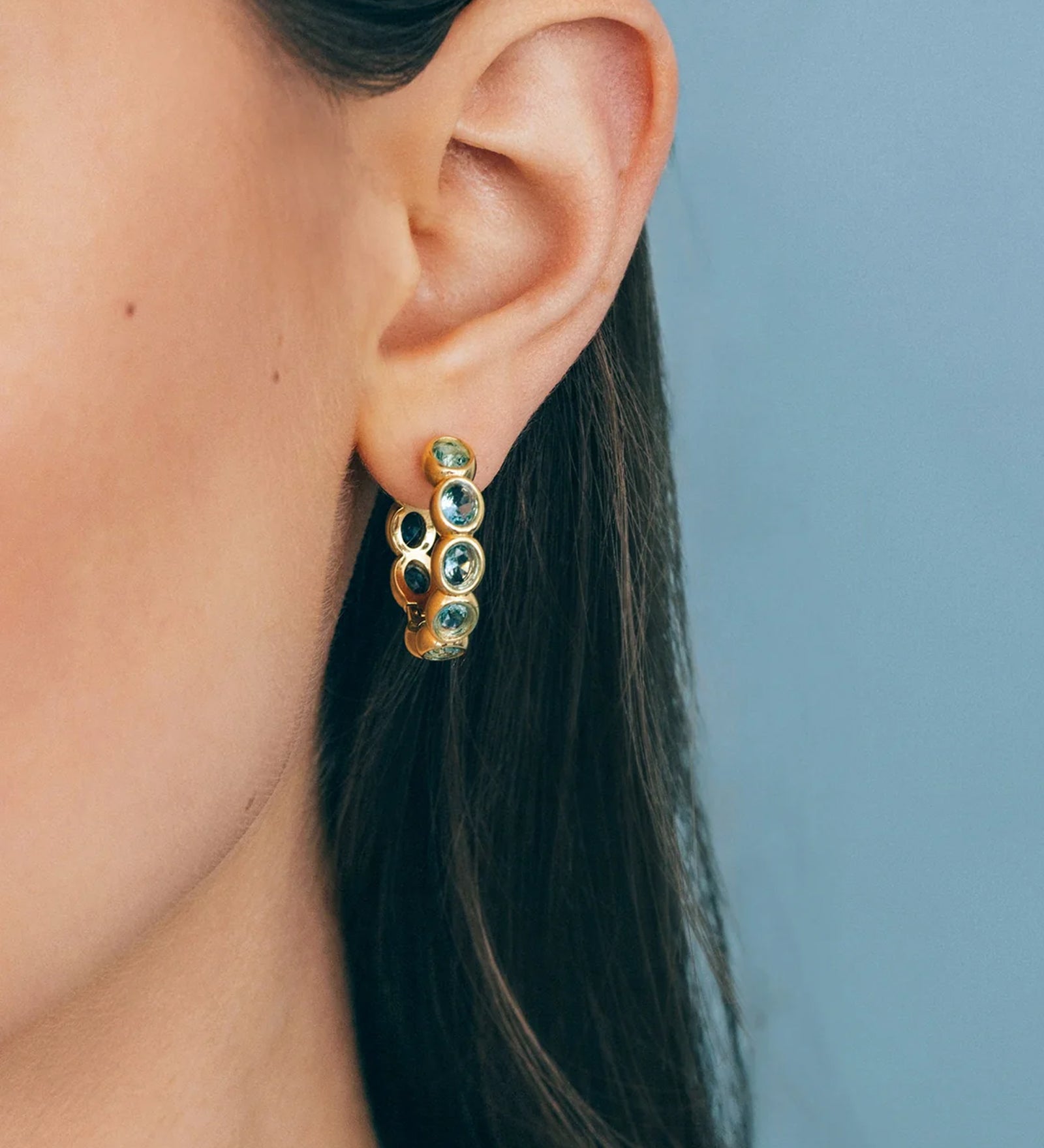 Aurelia Hoop Earrings 18k Gold Plated, Glass Stones