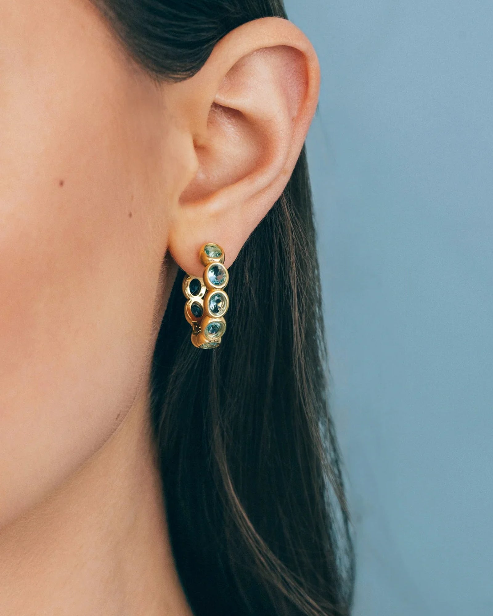 Aurelia Hoop Earrings 18k Gold Plated, Glass Stones