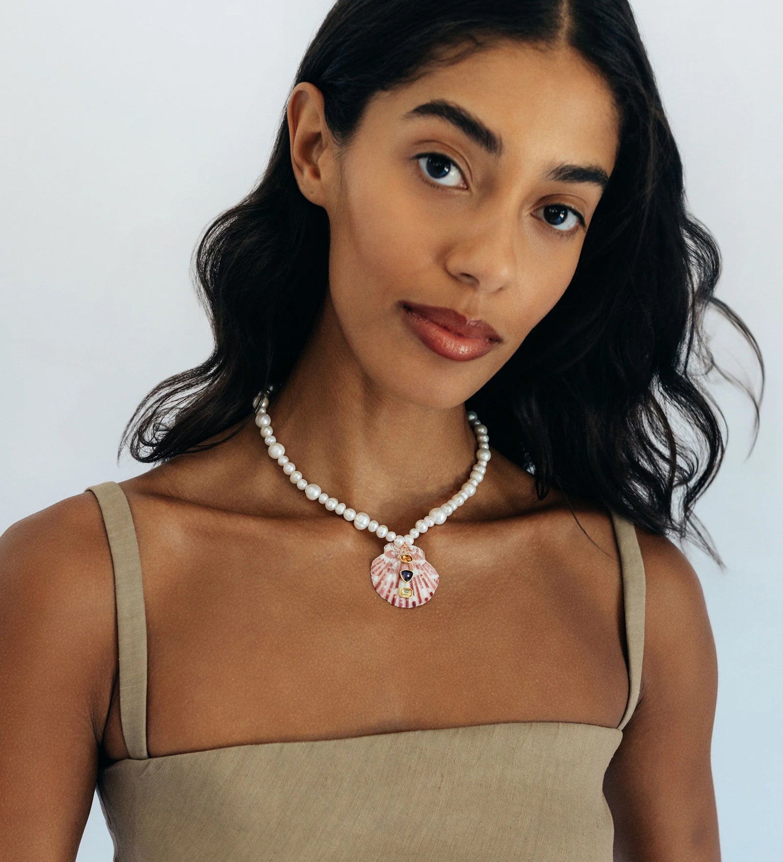 Cove Necklace 18k Gold Plated, Pearl, Cubic Zirconia