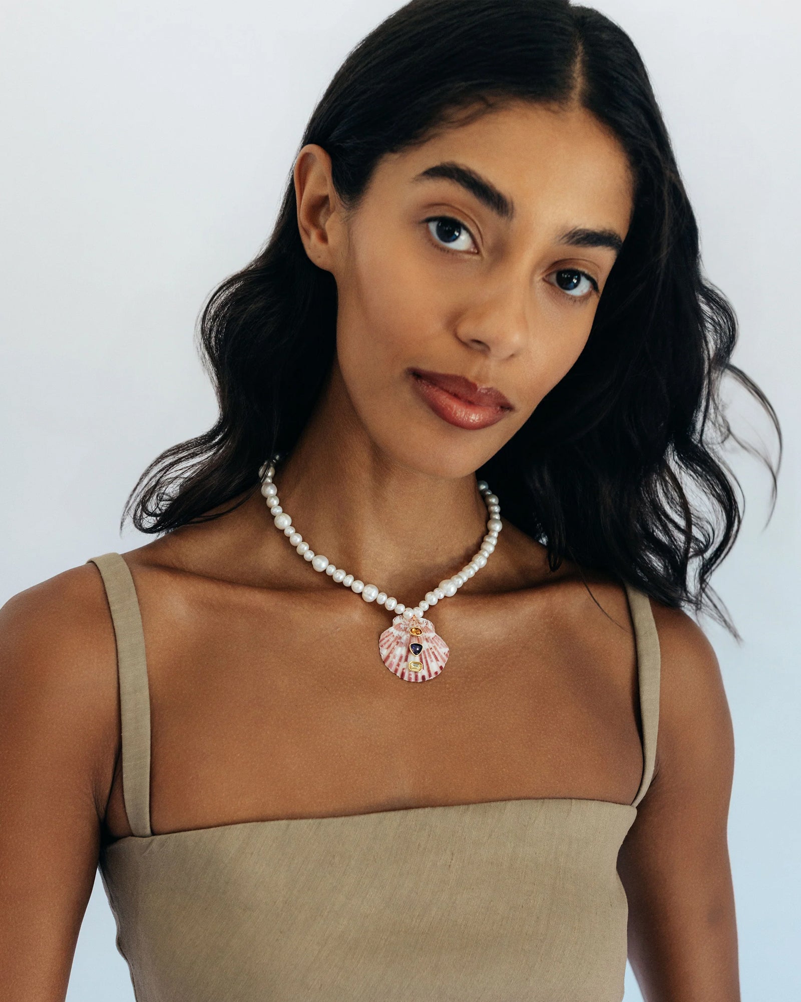 Cove Necklace 18k Gold Plated, Pearl, Cubic Zirconia