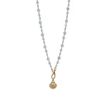 Darya Shell Necklace 18k Gold Plated, Blue Jade, Cubic Zirconia